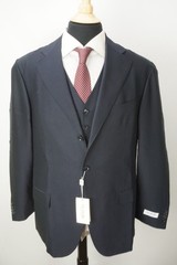 Pal Zileri Navy Blue Silk Blend 3 Pc Suit Jacket Pants Vest Sz 44R Brand New