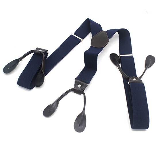 Navy Blue Color Button Holes Link Men’s Suspender Adjustable Length Brand New