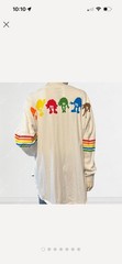 M&Ms Long Sleeve White T-shirt With Rainbow Stripes Women’s Size XL
