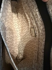 GUESS Black Logo Satchel Top Handle Handbag Padlock Charm Silver Hardware