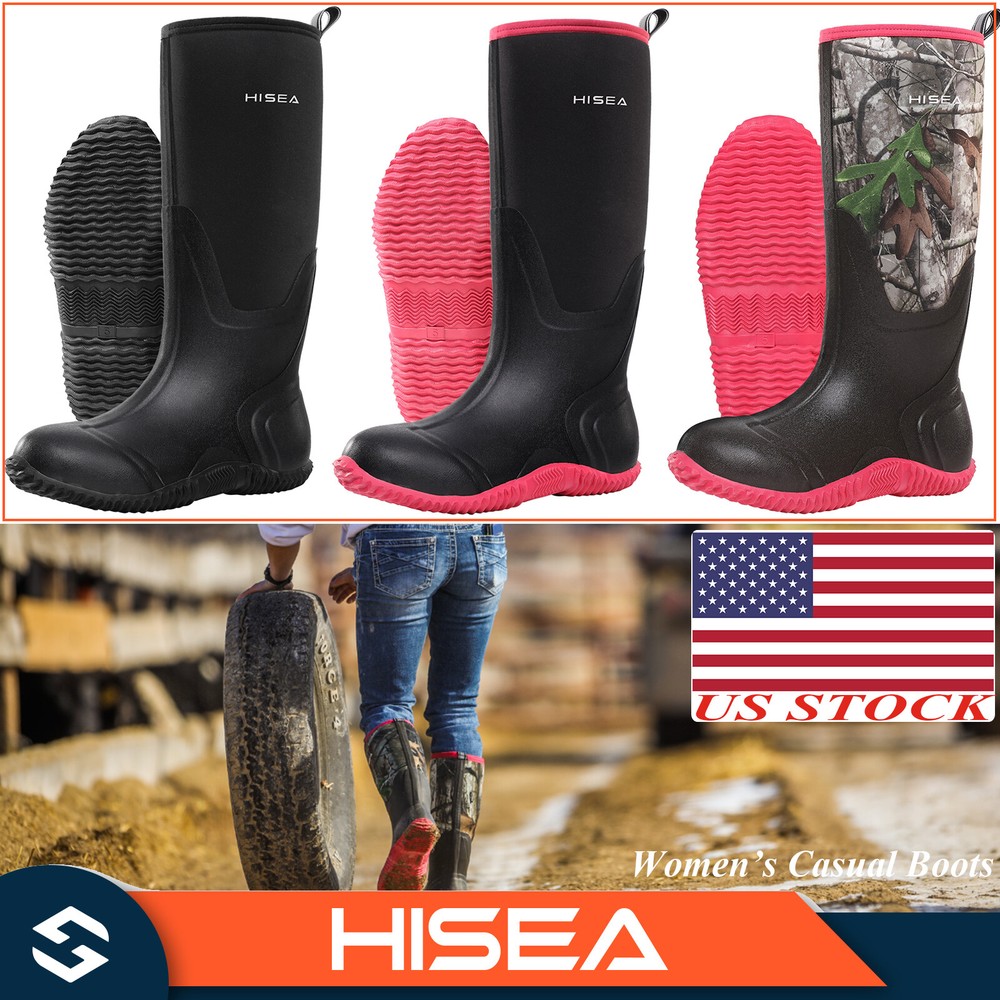 HISEA Women Rain Boots Neoprene Waterproof Outdoor Mud Working Hunting Knee Boot