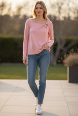 Pink Maternity Women’s Top Size M Solid Long Sleeve Scoop Neck Pullover Ring