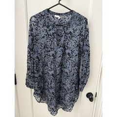 Tracy‎ Reese Floral Pintuck Velvet Burnout Sheer Tunic – Size Small