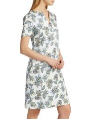 $1.6K Escada shift cotton blend printed midi dress sz 44 14 XL