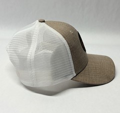 Snap On Tan White Mesh Adjustable SnapBack Logo Trucker Hat Cap Never Compromise