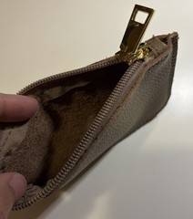 Taupe Real Leather Cosmetic Pouch / Coin Purse