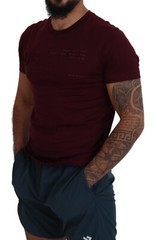 DOLCE & GABBANA T-Shirt Maroon Printed Short Sleeves Men Top IT42/US32/XXS $750