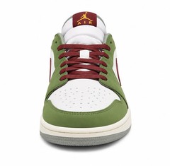 Nike Air Jordan 1 Low White Olive Red Leather Unisex Sneakers FN3727-100