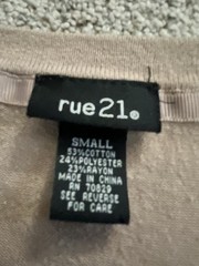 Rue21 Women’s Tan Knit 3/4 Button Up Cardigan Size S Ribbed Waist Monochromatic
