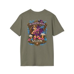 The Squirting Beaver Saloon Funny Adult Humor Western Back Side Graphic T-Shirt
