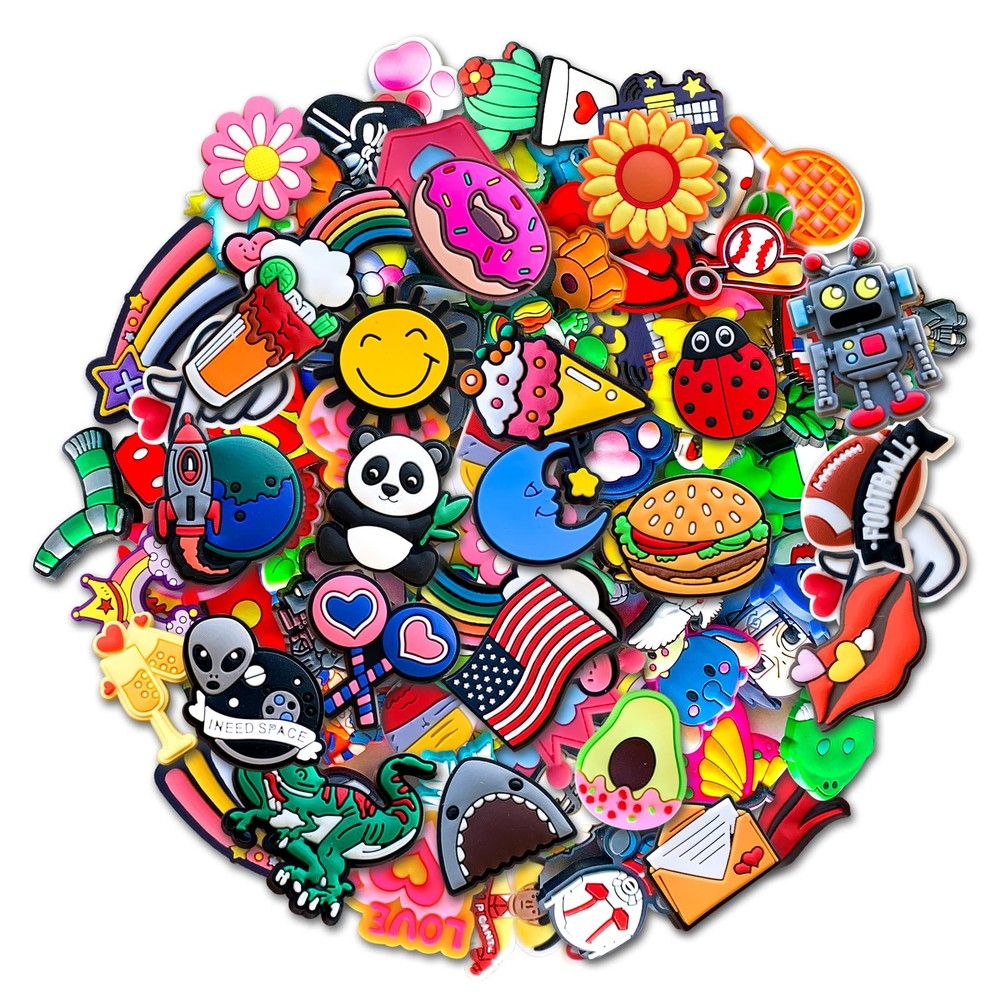 Chionwen 30,50,100Pcs Random Shoe Charms for Clog Decoration, Cute Cartoon Ch…