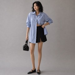 Anthropologie Hannah Lynn M Pearl Oversized Coastal Preppy 100% Cotton MSRP $189