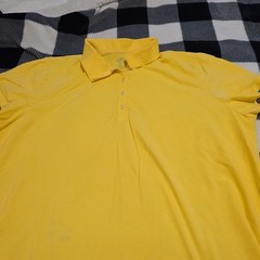 St. John’s Bay Women’s Plus 4X Yellow Solid Knit Cotton Blend Polo Shirt