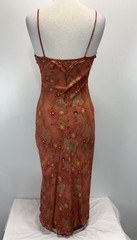 Vtg Y2K İZ Buyer Midi 7 Slip Dress Floral Forest Fairy Grunge Brown High Lo