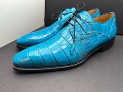 Mezlan Size 11.5 M Crocodile Blue Lace Up Spain Dress Shoes MEN’S