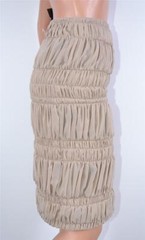 New Burberry Prorsum $1,495 Mink Beige Silk Ruched Plisse Runway Skirt 8 42