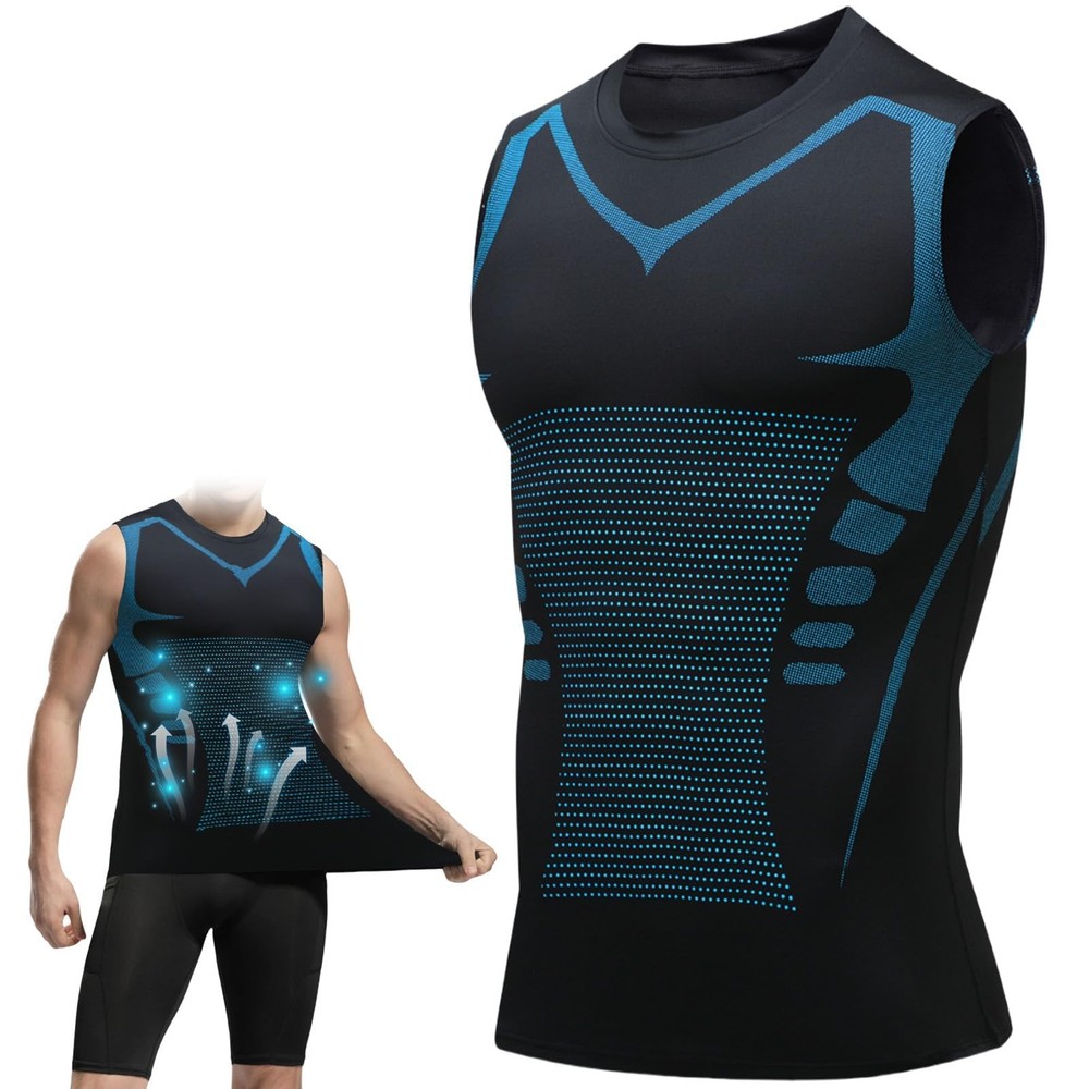Mens Slimming Compression Shirt Undershirt Body Shaper Vest Tummy Control
