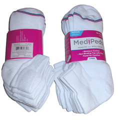 Womens 8 Pairs Medipeds Cushioned & Vented Non Binding Diabetic Low Cut Socks