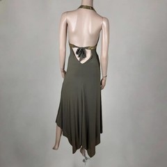 BCBG Earth Brown Halter Sequined Stretch Jersey Midi Dress Size Small