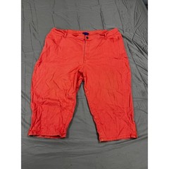 Catherines 26W Coral Orange Capri Pants Stretch Cotton Crop Side Zip Plus Size