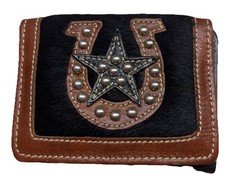 AMERICAN WEST Brown Genuine LEATHER Calf Hair-On Womens Wallet