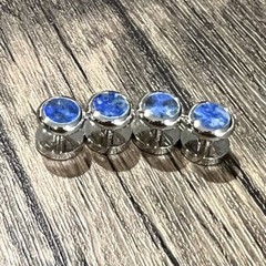 Round Lapis Lazuli Cufflinks And Dress Shirt Studs Set Men Wedding Essentials