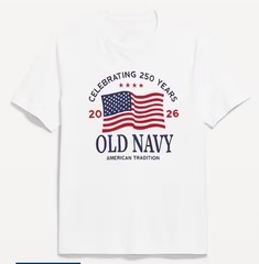 OLD NAVY US Flag 2026 250th Anniversary T-SHIRT Navy / White, Size XS to 4XL