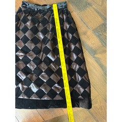 Vintage Lord & Taylor Velvet Satin Harlequin Patchwork Skirt Black Bronze 10