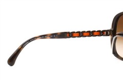 Chanel Sunglasses ch5470QA 1761/S5 Brown Tortoise Black Orange Chain w/case