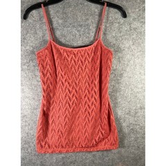 LOFT Ann Taylor Coral Orange Crochet Lace Chevron Camisole Tank Top XS