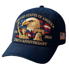USA 250th Anniversary Patriotic Baseball Cap Adjustable Men Bald Eagle Liberty