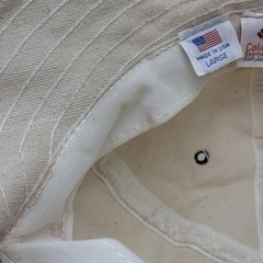VTG 80s 90s Columbia Hat Fishing Flap Cap Big Bill Made in USA Beige Tan Large