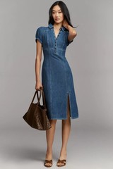 Anthropologie- Rebekah Denim Slim Midi Dress by Pilcro