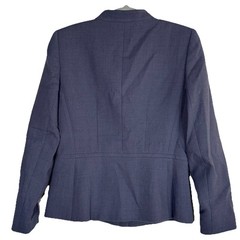 Lafayette 148 Wool Peplum Zip Blazer Jacket Blue Minimalist Luxury Women 4