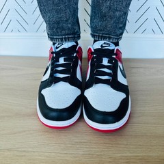 ⭐Rare Nike Dunk Low GS Sz 6.5Y Big Kids Shoes Sneakers Black Red Whie HF9980-600
