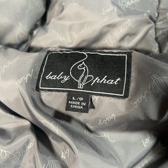 Baby Phat Women’s Down Puffer Jacket Hood Coyote Fur Trim Zip Size L/G
