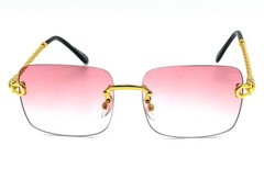 Hip Hop Men Sunglasses Rimless Square Shades Gold Designer Fashion Eye Glasses