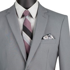 LUCCI Men’s Medium Gray 2-Button Slim-Fit Poplin Polyester Suit NEW