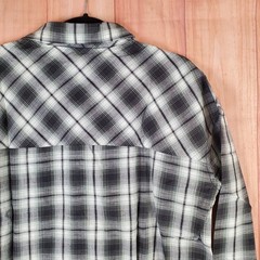 Purnell Santa Barbara Boyfriend Shirt Womens Small Black White Plaid Button Up