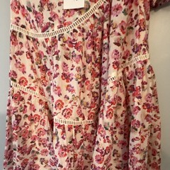 Free People Women’s M Mini Dress V-Neck Puff Sleeve Floral Ivory Pink Purple