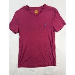 Polo Ralph Lauren Mens Custom Slim Fit V-Neck T-Shirt Burgundy Maroon Med NWOT