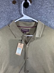 New Johnston & Murphy Men’s Olive Button-Front Polo Shirt Modal Blend Size M NWT