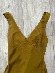 Zara Gold Satin V-Neck Sleeveless Maxi Slip Dress Women’s EUR XL
