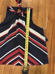 Chaps Women’s Navy Red White Striped Halter Tie Neck Top Petite PXL
