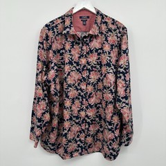 Chaps Womens Top Shirt Blouse Size 2X No Iron Button Up Floral Boho Romantic