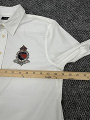 Lauren Ralph Lauren Women’s Medium White Beaded Crest Logo L/S Button Shirt