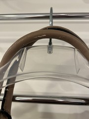 GUESS Brown Logo Satchel Top Handle Bag Double Handles Zip Closure Silver HW