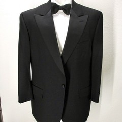Brooks Brothers Made in USA black peak lapel tuxedo suit FF pants 44 S DD95
