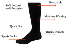 Knee High Long Athletic Sports Socks – Football, Soccer, Baseball