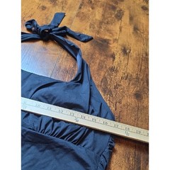 LANDS’ END | Black Halter Tankini Swim Top Tummy Control Built In Bra | 16